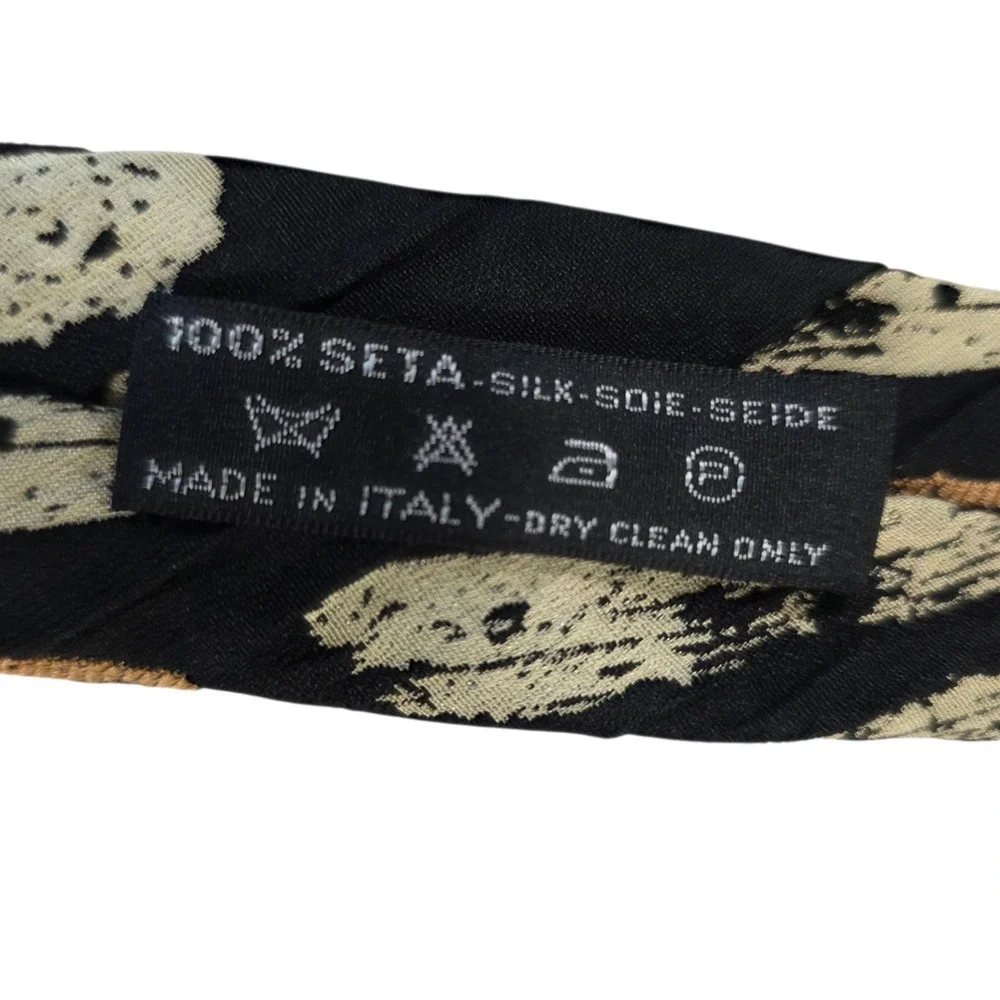 Emanuele Cravatte Limited Edition Mens Necktie‎ Folded Black Geometric Abstract
